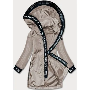 Tenká béžová dámská bunda s ozdobnou lemovkou (B8145-12) odstíny béžové M (38)