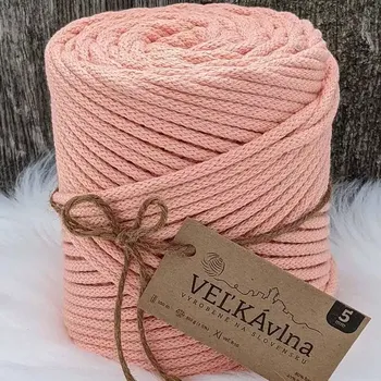 Příze Velká vlna Špagát 5mm Gerbera lososová (Špagátová příze 5mm Gerbera lososová)