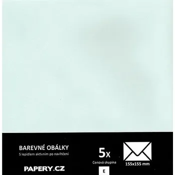 Obálka barevná obálka 155x155 mm PASTELOVÁ ZELENÁ, 5 kusů, 120 gm2, olizová HBLR109