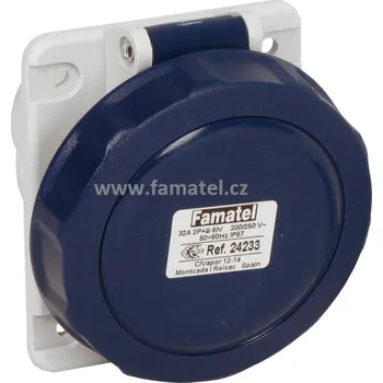 Elektrická zásuvka Famatel 24233 Zásuvka vestavná IP67/230V/32A/3P 6h, šikmá 10° - SpeedPRO