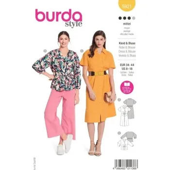 Volný čas Střih na dámské šaty a halenku Burda 5921 -