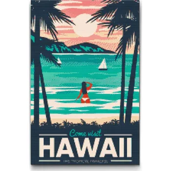 Diamantové malování Diamantové malování - Hawaii, Spojené státy Velikost: 40x60cm, Rámování: Pouze srolované plátno, Diamanty: Čtvercové