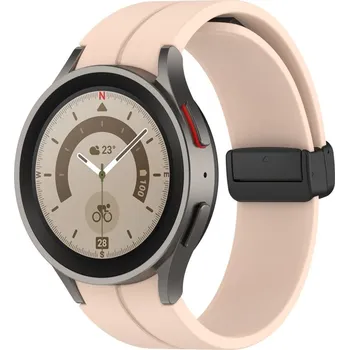 Ostatní příslušenství k chytrým hodinkám eses Silikonový řemínek s magnetickou přezkou pro Samsung Galaxy Watch 4, 5, 6, 7 - Béžový