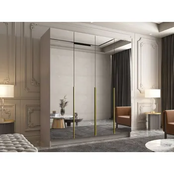 Šatní skříň Šatní skříň se zrcadlem Sozilo III, Barva: kašmír / kašmír + zlatá MIRJAN 5903211352515