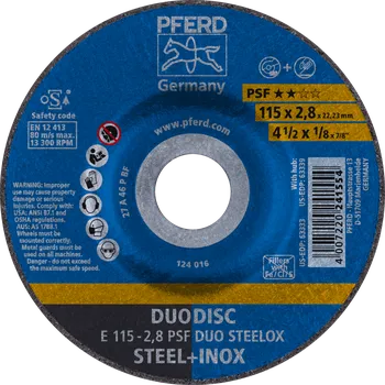 Brusný kotouč Pferd 62011620 | Řezný a brusný kotouč 115 x 2,8 x 22,23 mm, PSF DUODISC STEELOX