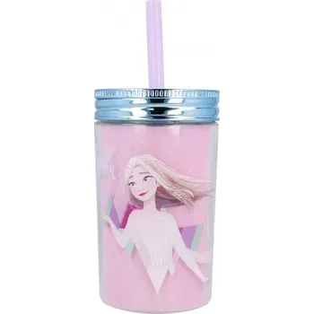 Termohrnek Plastový termo pohár se šroubovacím víčkem a brčkem DISNEY FROZEN, 370ml, 60455