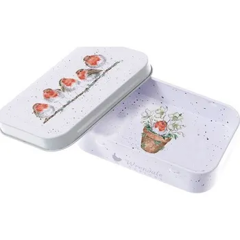 Svačinový box Plechová krabička na drobnosti "Jolly Robin" Wrendale Designs – červenka