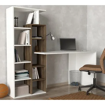 Psací stůl Psací stůl s regálem PARKES bílá/ořech