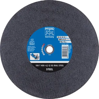 Řezný kotouč Pferd 66324163 | Řezný kotouč 400 x 4,2 x 25,4 mm, SG RAIL STEEL, rovný