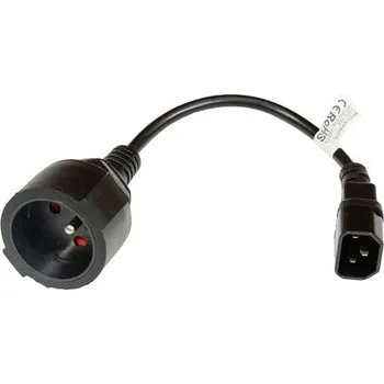 Napájecí kabel Redukce UPS 230V 1 zásuvka / UPS. Délka kabelu 23cm. (redukce CEE 7/5 na IEC320 C14)