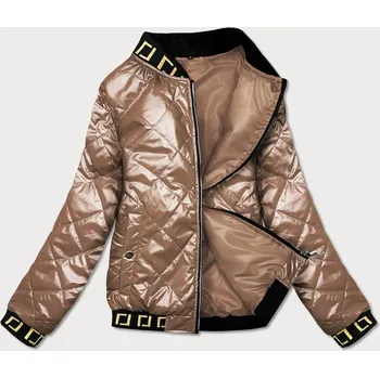 Karamelová dámská bunda bomber (B9798-46) odstíny hnědé XL (42)