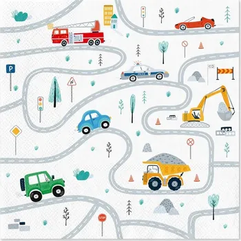 Papírový ubrousek Party Pal Papírové ubrousky, Dopravní prostředky, 33x33cm, 10ks