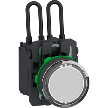 vypínač Schneider Electric XB5AW21G5 Ovládač stiskací prosvětlený, Test, 110..120 V, Bílá