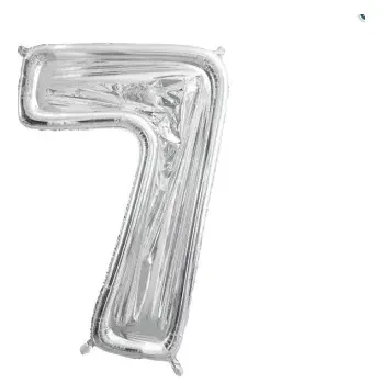 Balónek Forma číslo „7“ na latexové balóny, 126 cm, stříbrná