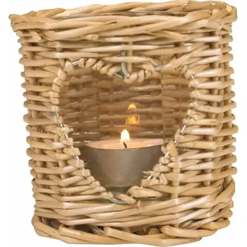 Svícen Přírodní proutěná lucerna / svícen se srdcem Routti - Ø 9*10 cm