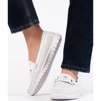 Dámské mokasíny Jedinečné mokasíny dámské bílé bez podpatku 36