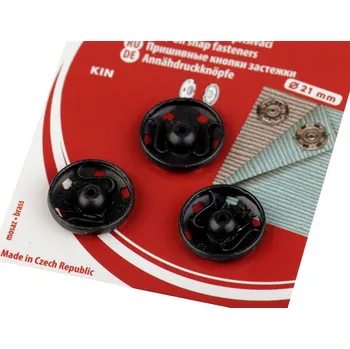 Knoflík Knoflíky stiskací přišívací - 11/21 mm 8 černá