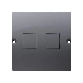 Elektrická zásuvka Simon BMGK1P/43 Teleinformační kryt zásuvek na Keystone plochá, dvojitá stříbrná