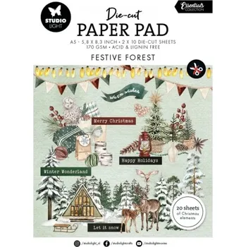 Blok s papírovými výseky Studio Light, A5, 20 l. - Vánoční les