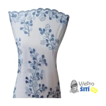 Metráž - Krajka SV.MODRÁ LZ93538010 - látka na společenské šaty - Modrá, 130 cm