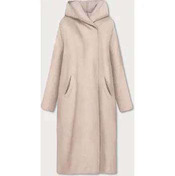 Světle béžový dlouhý přehoz přes oblečení s kapucí (B6010-51) odstíny béžové M (38)