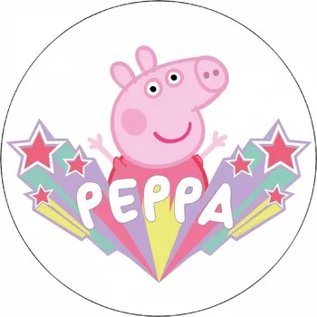 Jedlá dekorace na dort Jedlý papír prasátko Pepa a hvězdy 19,5 cm