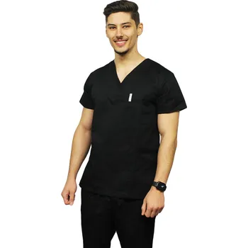 Zdravotnický oděv Černá zdravotnická halena - krátký rukáv - unisex|drinuniforma.cz