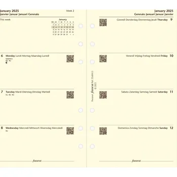 Náplň do diáře Filofax, Kalendář 2025 osobní, týden/2 strany, krémová, 5 jazyků