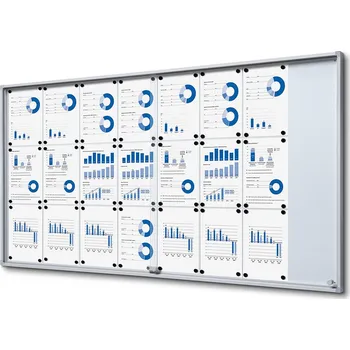 Interiérová Uzamykatelná Vitrína S Posuvnými Dveřmi Slim a bezpečnostními rohy 24 x A4