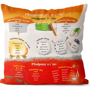 Dekorativní polštářek Polštář 40 x 40 cm - Předpony s-, z-, vz-