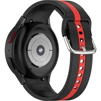 Příslušenství k chytrým hodinkám eses Silikonový řemínek pro Samsung Galaxy Watch 4 a 5 - Černo červený proužek