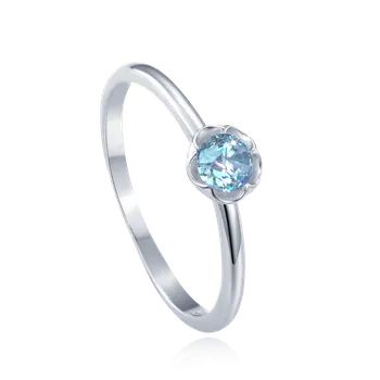 Prsten MINET Dětský stříbrný prsten kytička s modrým zirkonem vel. 54 Velikost prstenu: 54