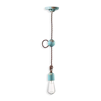 Ferroluce Závěsné retro svítidlo VINTAGE, Ø 5,5 cm, 1xE27 Barva: Světle modrá