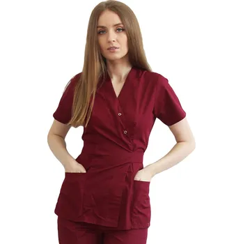 Zdravotnický oděv Červená zdravotnická halenka - pásek - dámská | drinuniforma.cz