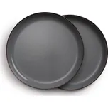 Sada smaltovaný šedých talířů na salát 2ks BAREBONES | průměr 28cm