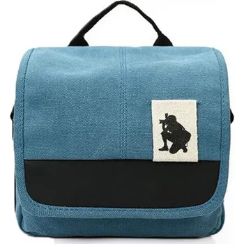 Ochrana fotoaparátu a videokamery modrá foto brašna, vintage fotografická brašna, vodotěsná brašna na fotoaparát, plátěná brašna pro bezzrcadlovku, stylová modrá foto brašna, ochranná brašna pro fotoaparát, retro brašna pro fotografy, plátno foto brašna, jednoduchý design brašny, retro