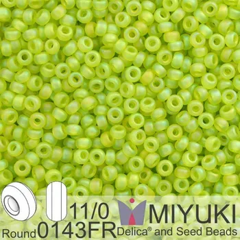 Korálek Korálky Miyuki Round 11/0. Barva 0143FR Matte Tr Chartreuse AB. Balení 5g.