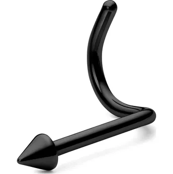 Piercing 6mm černý piercing zahnutá nosovka s hrotem z chirurgické oceli - Lucleon