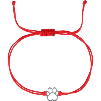Náramek EVOLUTION GROUP CZ Textilní náramek Kabbalah červený se stříbrnou tlapkou - 13058.3