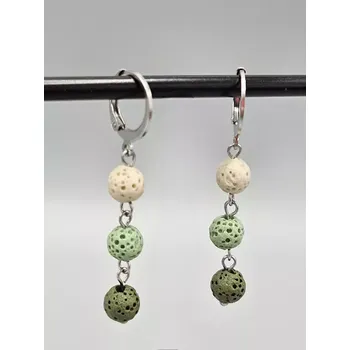Náušnice Náušnice - Tři kuličky Lávy - zelené