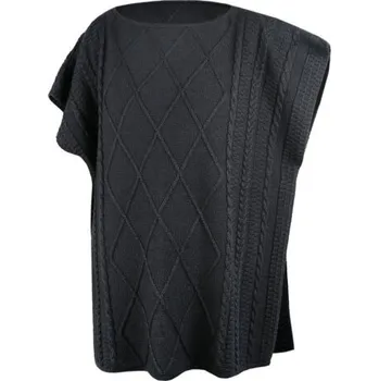 Dámský svetr Kama pletený Merino pléd 5054 111 - tmavě šedá S - M