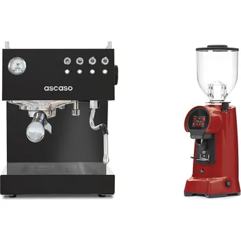 Kávovar Ascaso Steel DUO, Black + Eureka Helios 75, ferrari red