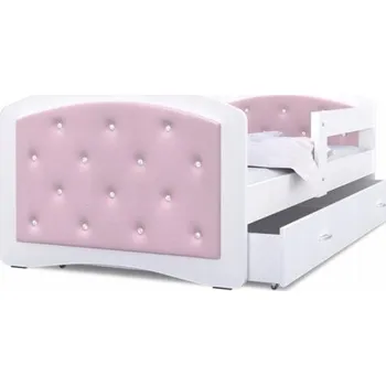 Dětská postel MEGI 160 x 80 cm BÍLÁ - RŮŽOVÁ