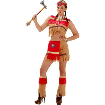 Karnevalový kostým Kostým indiánské ženy červená M