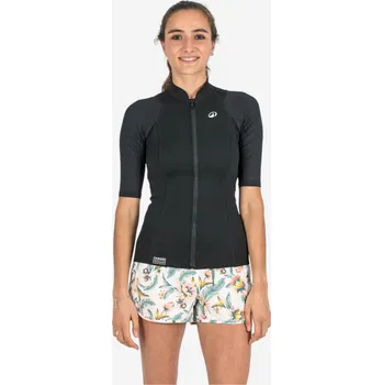 DECATHLON Dámský top s krátkým rukávem a UV ochranou Yulex100 1,5 mm M ČERNÁ