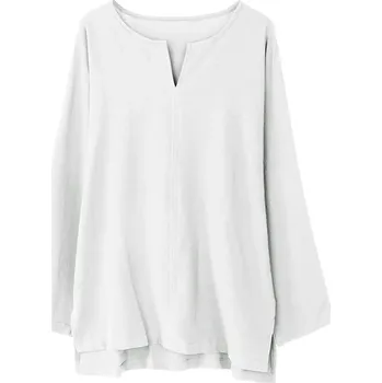 Dámská halenka Dámská volná tunika s malým výstřihem Barva: Bílá, Velikost: 3XL