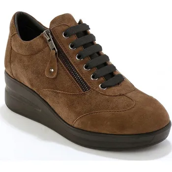 Dámské tenisky Kožené tenisky se zipem, na klínové podrážce, certifikát LWG hnědošedá 38