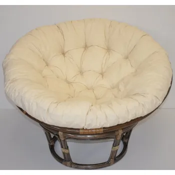 Nábytek Axin Trading s.r.o. Ratanový papasan 110 cm hnědý polstr světle béžový melír