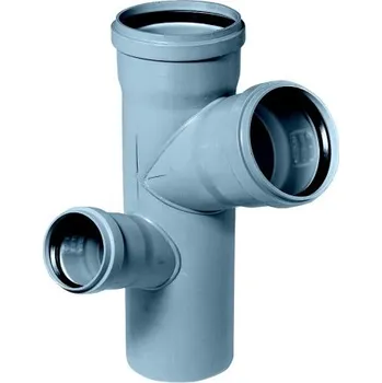 Kanalizační potrubí Ostatní HT PLUS HTEP rohová paneláková odbočka DN110/110/75, 87°, pravá, dlouhá, PP, šedá