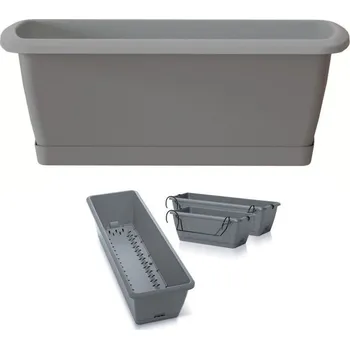 Květináč Truhlík se zavlažov. systémem a držákem RESPON šedý kámen, varianta 59,3 cm